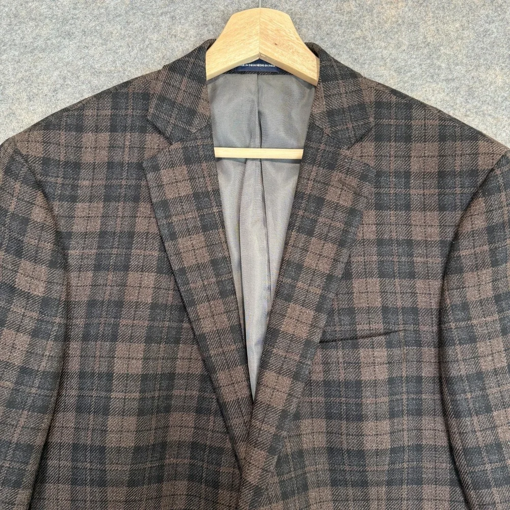 Stafford Signature Tweed Sport Coat Mens 44 R Slim‎ Tartan Plaid Blazer Jacket